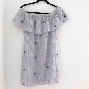 Cactus print off the shoulder dress